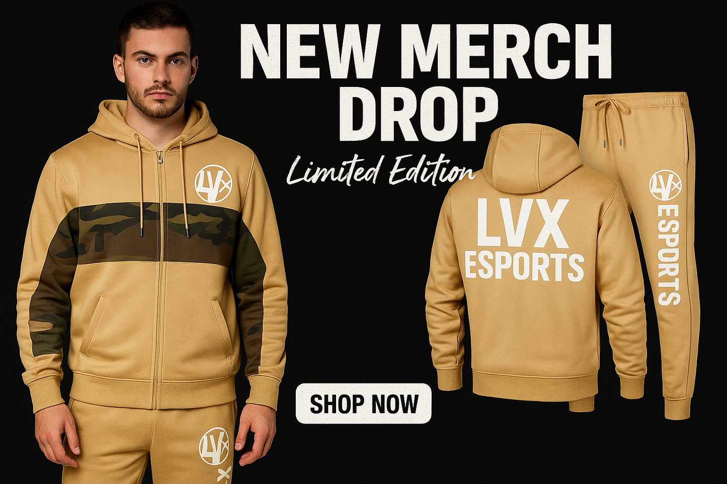 LVX ESPORTS Limited Edition Camo Tracksuit - Hoodie & Joggers Set for Gamers